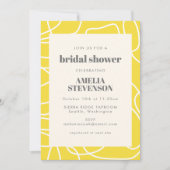 シック抽象芸術モダンラインアートイエローブライダルシャワー 招待状 (正面)