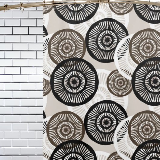 シック抽象芸術円パターン中立 シャワーカーテン