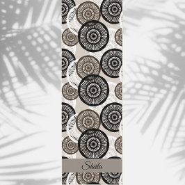 シック抽象芸術円ホイールパターン名の追加カスタム ヨガマット