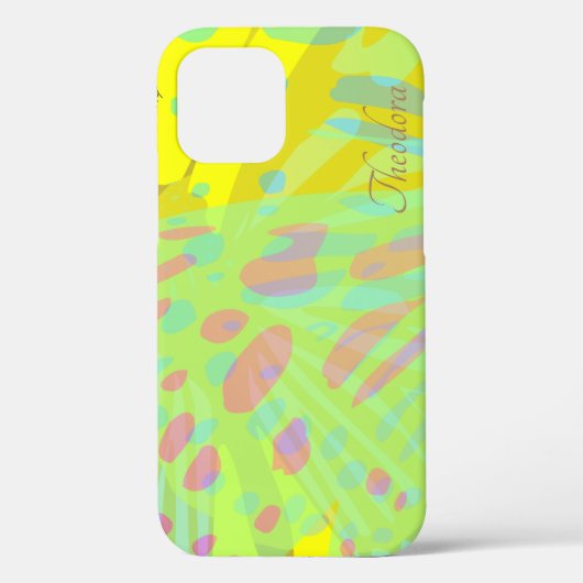 シック抽象芸術金ゴールドバタフライイエローバイオレット Case-Mate iPhoneケース (裏面)