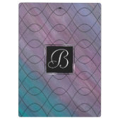 シック抽象芸術 |ピンクティール（緑がかった色）ブルーターコイズ紫 クリップボード (裏面)