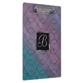 シック抽象芸術 |ピンクティール（緑がかった色）ブルーターコイズ紫 クリップボード (右)