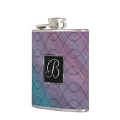 シック抽象芸術 |ピンクティール(緑がかった色)ブルーターコイズ紫 フラスク (左)