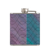 シック抽象芸術 |ピンクティール(緑がかった色)ブルーターコイズ紫 フラスク (裏面)