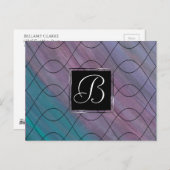 シック抽象芸術 |ピンクティール（緑がかった色）ブルーターコイズ紫 ポストカード (正面/裏面)