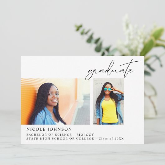 シック数々のな5枚の写真の卒業発表 招待状 (スタンド正面)