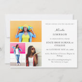 シック数々のな5枚の写真の卒業発表 招待状 (裏面)