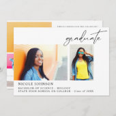 シック数々のな5枚の写真の卒業発表 招待状 (正面/裏面)