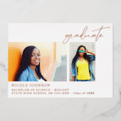 シック数々のな5枚の写真卒業フォイル発表 箔招待状 (正面)