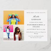 シック数々のな5枚の写真卒業フォイル発表 箔招待状 (裏面)