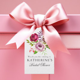 シック明るい赤紫色ピンクフローラカスタムブライダルシャワー ギフトタグ