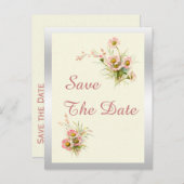 シック春の花80th誕生日日付を保存 案内ポストカード (正面/裏面)