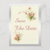 シック春の花90th誕生日日付を保存 案内ポストカード (正面)