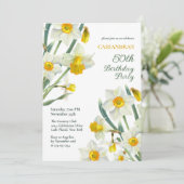 シック春イエローダフォディルボタニカル誕生日 招待状 (スタンド正面)