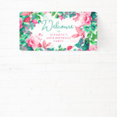 シック春サマーウォーターカラーフローラ40誕生日 横断幕 (インサイチュ)