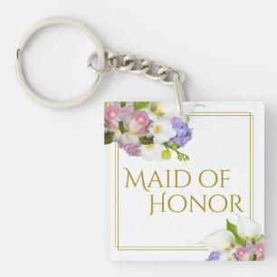 シック春フローラメイド・オブ・オーナー(花嫁付き添い人)結婚式の引き出物 キーホルダー