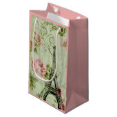 シック春ミントピンクフローラパリエッフェルタワー スモールペーパーバッグ (正面アングル)