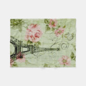 シック春ミントピンクフローラパリエッフェルタワー フリースブランケット (正面(横))