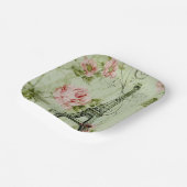 シック春ミントピンクフローラパリエッフェルタワー ペーパープレート (傾斜あり)