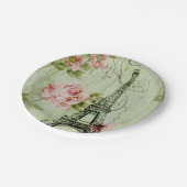 シック春ミントピンクフローラパリエッフェルタワー ペーパープレート (アングル)