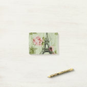 シック春ミントピンクフローラパリエッフェルタワー ポストイット (デスク上)