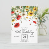 シック春ワイルドフラワーズ40歳の誕生日 招待状 (スタンド正面)