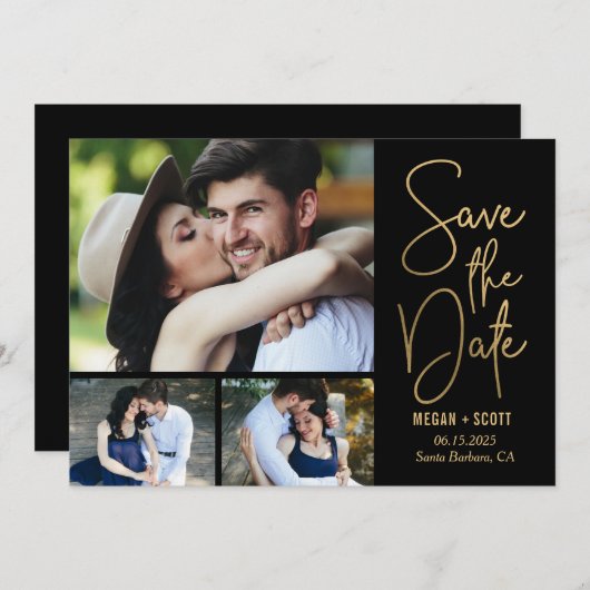 シック書の編集可能な色日付カードを保存 シーズンカード (正面/裏面)