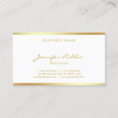 シック書手書きスクリプト金ゴールドモノグラム 名刺 (裏面)