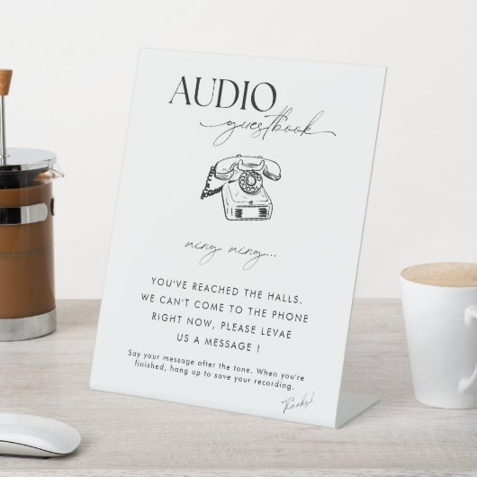 シック書結婚道の電話オーディオゲストブック 台座サイン (インサイチュ)