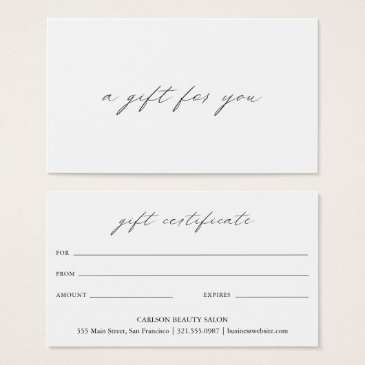 シック書道エレガント景品証 (正面&裏面)