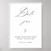 シック書道日付ジャーアイディア結婚ズのサイン ポスター (正面)