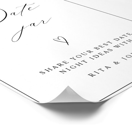 シック書道日付ジャーアイディア結婚ズのサイン ポスター (角)