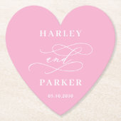 シック書道結婚のリハーサル婚約 ペーパーコースター (正面)