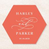 シック書道結婚のリハーサル婚約 ペーパーコースター (正面)