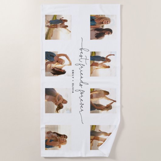 シック最高のフレンズフォーエバー引用文8フォトコラージュ ビーチタオル (正面)