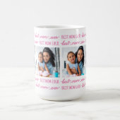 シック最高のMOM Ever カスタマイズ Pink 4フォトコラージュ コーヒーマグカップ (中央)