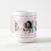 シック最高のMOM Ever カスタマイズ Pink 4フォトコラージュ コーヒーマグカップ (正面左)
