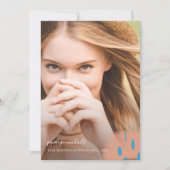 シック桃のスプラッシュ写真卒業パーティー 招待状 (正面)