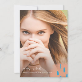 シック桃のスプラッシュ写真卒業パーティー 招待状