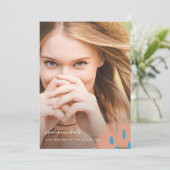 シック桃のスプラッシュ写真卒業パーティー 招待状 (スタンド正面)