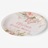 シック植物牡丹バタフライブライダルシャワー ペーパープレート (アングル)