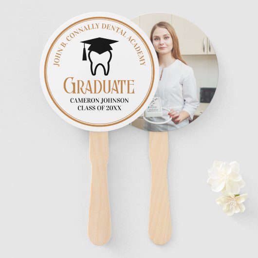 シック歯科学校カスタム歯科医師卒業パーティー ハンドファン (正面&裏面)