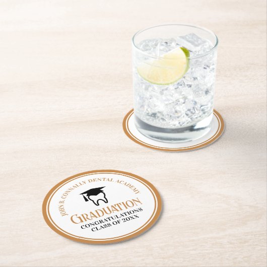 シック歯科学校カスタム歯科医師卒業パーティー ラウンドペーパーコースター (インサイチュ)