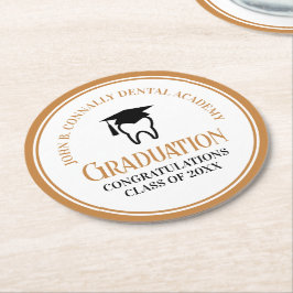 シック歯科学校カスタム歯科医師卒業パーティー ラウンドペーパーコースター