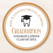 シック歯科学校カスタム歯科医師卒業パーティー ラウンドペーパーコースター (正面)