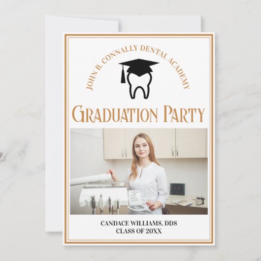 シック歯科学校写真カスタム卒業パーティー 招待状 (正面)
