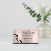 シック水玉模様グリッタードリップメイドクリーニングサービス 名刺 (スタンド正面)