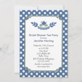 シック水玉模様ブライダルシャワーティーパーティの招待状 招待状 (正面)