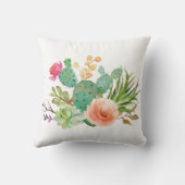 シック水色フローラ、サボテパーソナライズされたン クッション (裏面)