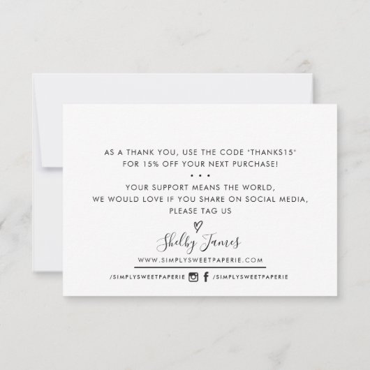 シック注文インサートビジネス感謝していユー金ゴールドブラック サンキューカード (裏面)